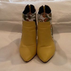 Yellow Fashion Booties, clothe interior, flower design panels